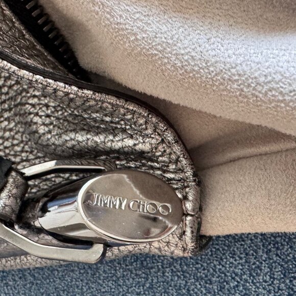 Beautiful AUTHENTIC Jimmy Choo Metallic Silver Pebbled Leather Bag - LIKE NEW! - Picture 11 of 14
